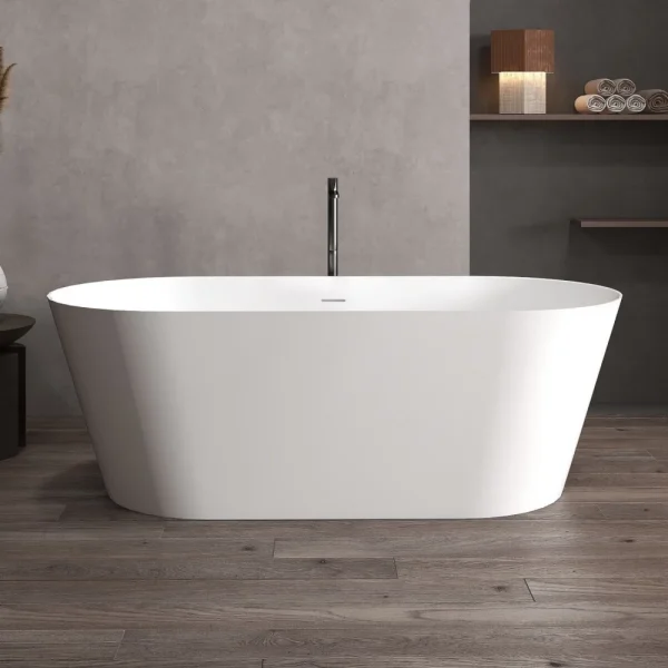 Ванна из литьевого мрамора Abber Stein AS9626 160x70 см, отдельностоящая, белый матовый