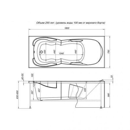 Акриловая ванна Aquanet Viola 00242744 180х75