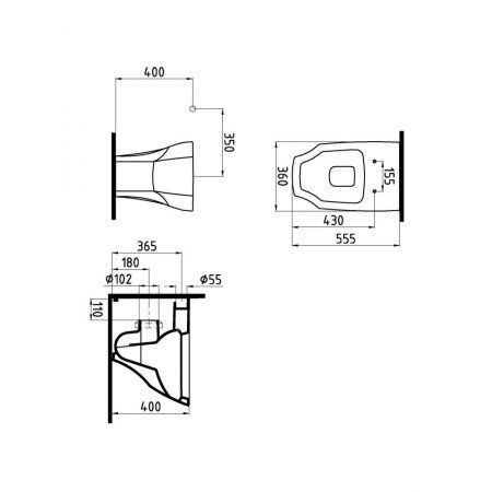Унитаз приставной Bien Fracture FRKK05601VP1W3000 белый