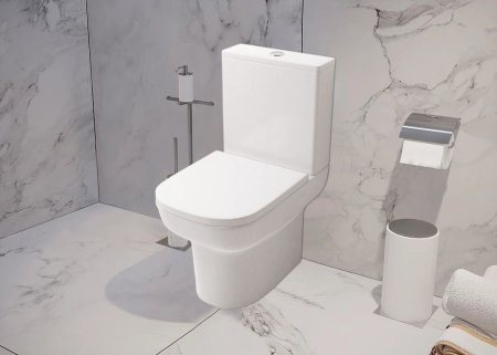 Унитаз напольный Azario Alba 380х620х805 безободковый в комплекте с арматурой GEBERIT, сиденье микролифт (AZ-8323 GB)