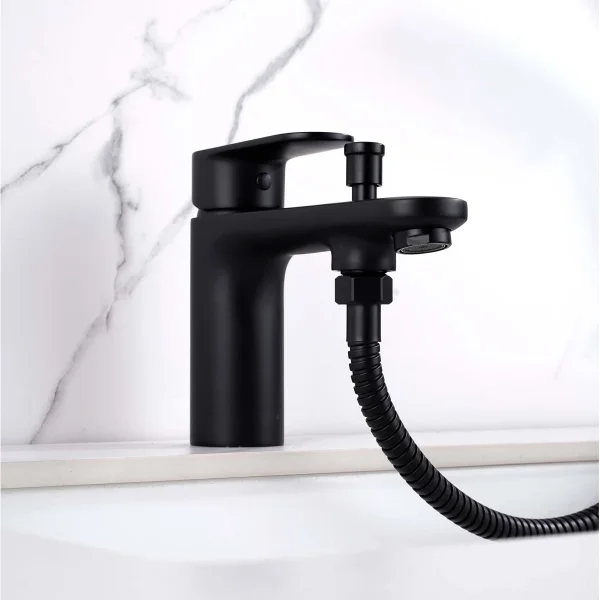 Смеситель на борт ванны Aquatek Ника AQ1844MB с душевым гарнитуром, черный матовый