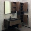 Тумба-умывальник COMFORTY "Франкфурт-90" дуб шоколадно-коричневый с раковиной  COMFORTY 90E черная матовая