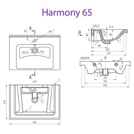 Мебельная раковина Alvaro Banos Harmony 640214 65