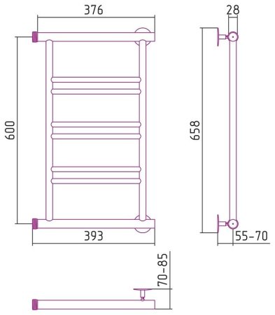 Полотенцесушитель водяной Стилье Минор 0601 60х40 хром
