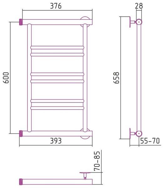Полотенцесушитель водяной Стилье Минор 0601 60х40 хром