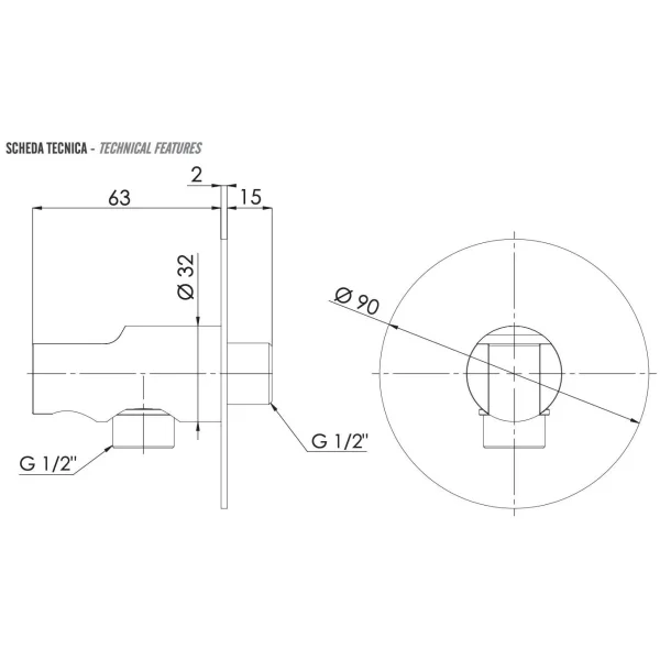 Подключение для душевого шланга с держателем Remer 337XNO