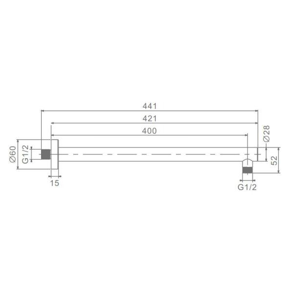 Держатель для лейки  Raglo верхнего душа настенный нержавеющая сталь, графит (R470.31.09)