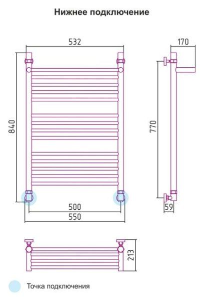 Полотенцесушитель водяной Сунержа Богема с полкой 800x500 хром