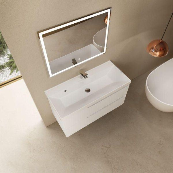 Тумба под умывальник подвесная AQUAme "S3" AQM900310WH 100 см., цвет белый глянец.