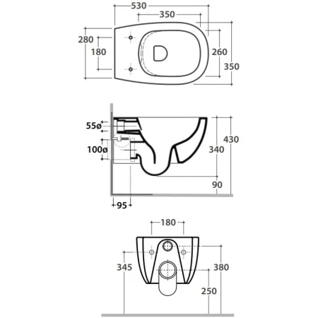 Унитаз подвесной Globo Daily DNS02BO безободковый, белый матовый
