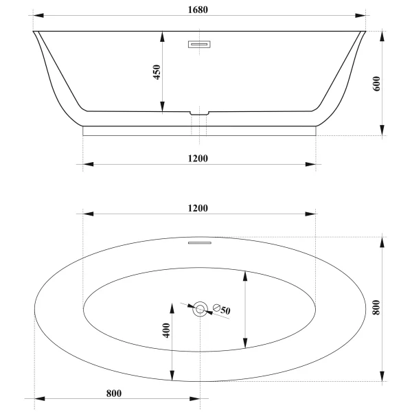 Акриловая ванна Ceruttispa Greta CT10516 168x80 см, отдельностоящая, белый