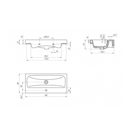 Мебельная раковина Velvex Moduo S-UM-MOD80SL/1 80х38 белый