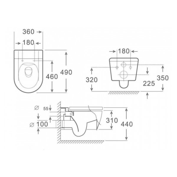Унитаз подвесной Maretti Elena безободковый с микролифтом, EA10PBM93-560, черный