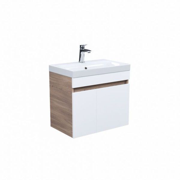 Тумба с умывальником IDDIS подвесная с дверцами 60 см белая/под дерево Zodiac (ZOPBD6ZZADSH0iJD95RPK)