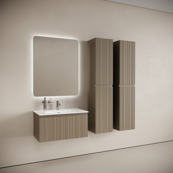 Тумба подвесная SANCOS Code 785х453х400, c одним  ящиком оснащенным доводчиками, цвет серо- бежевый,  CD80GB