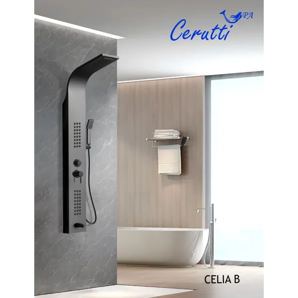 Душевая панель Ceruttispa Celia CT10401 220 мм, со смесителем, черный матовый