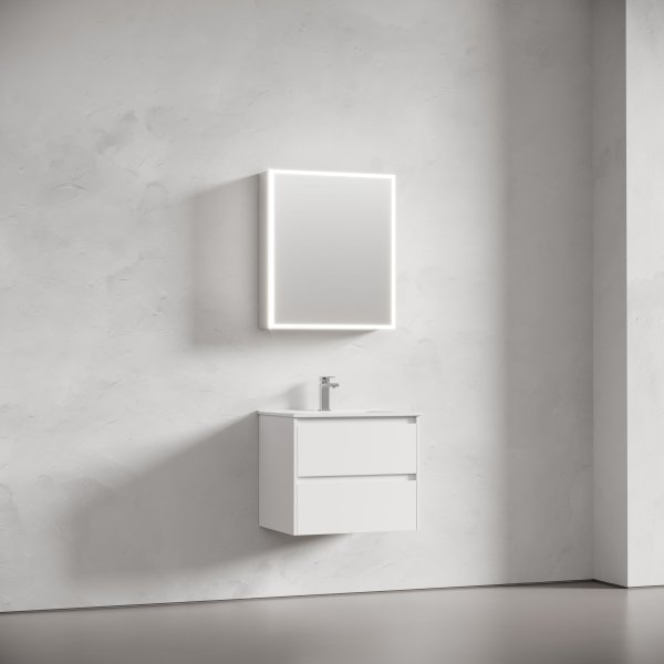 Зеркальный шкаф для ванной комнаты из алюминия SANCOS Evoke 600x700х136 мм, с LED подсветкой,  SC8060