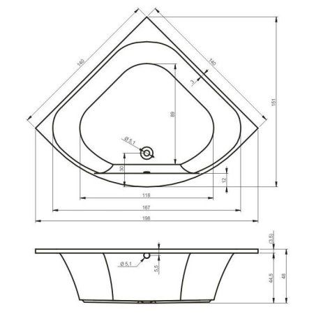 Ванна акриловая Riho Atlanta BB7000500000000 140x140