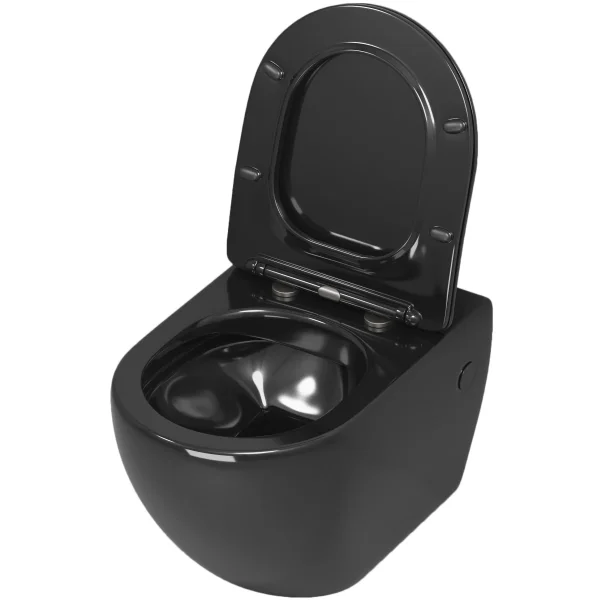 Унитаз подвесной Grossman GR-4411BS безободковый, с сиденьем микролифт, черный глянец
