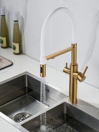 Смеситель для кухни Shevanik S478G, Золотой сатин