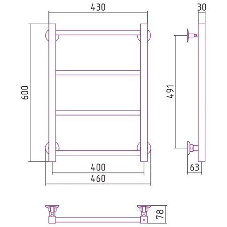 Полотенцесушитель водяной Стилье Версия-КН 60х40 хром