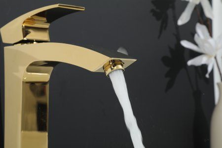 Смеситель для раковины высокий Gappo G1007-32, золото