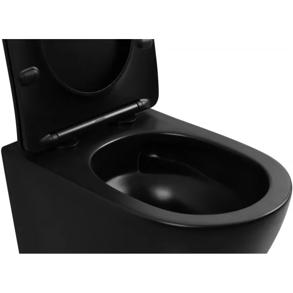 Унитаз подвесной Abber Bequem AC1100TMB безободковый, торнадо, с сиденьем микролифт, черный матовый
