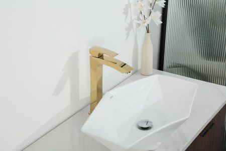 Смеситель для раковины высокий Gappo G1007-32, золото