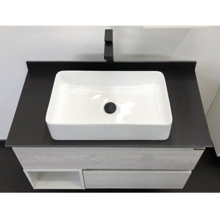 Тумба-умывальник COMFORTY Comforty Прага-90 дуб белый со светло-серой столешницей с раковиной Comforty 78189