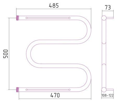Полотенцесушитель водяной Стилье М-образный 2П 50х50