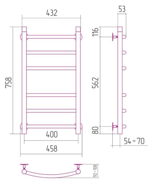 Полотенцесушитель водяной Сунержа Gallant 80x40