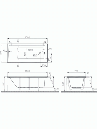 Ванна акриловая VitrA Neon 52510001000 150x70