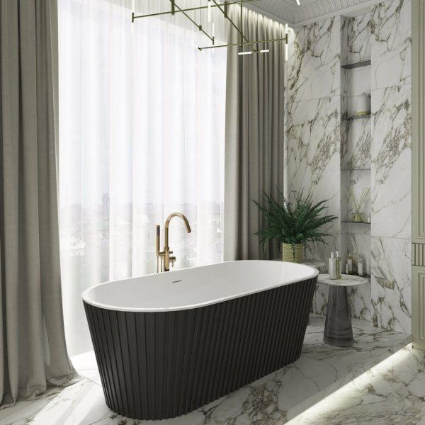 Ванна акриловая отдельностоящая Teymi Kati 170x80x58, чёрная матовая T130113