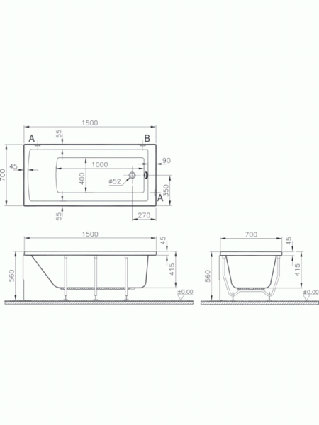 Ванна акриловая VitrA Neon 52510001000 150x70