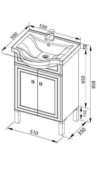 Тумба для комплекта Aquanet Стайл 00181497 55 белая