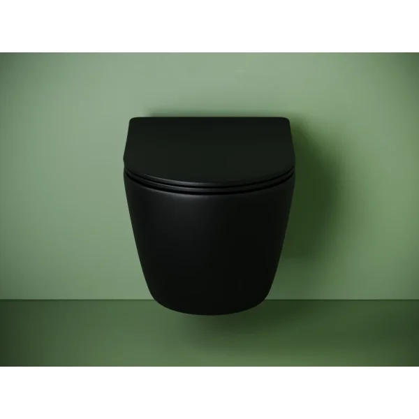 Унитаз подвесной Ceramica Nova Uno CN11001TMB безободковый, торнадо, с сиденьем микролифт, черный матовый
