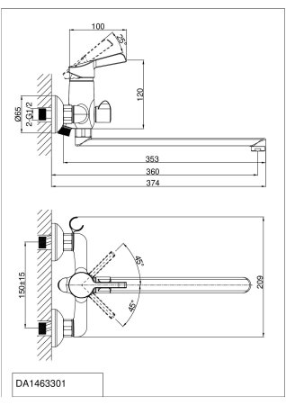 Смеситель для ванны DK Rhein Schiller (DA1463301)