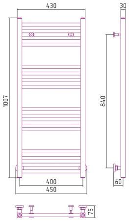 Полотенцесушитель водяной Сунержа Модус 30-0250-1040 1000x400 белый матовый