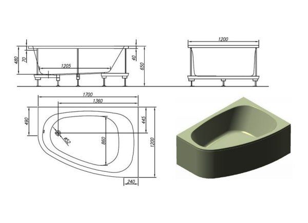 Акриловая ванна Kolpa San Chad 170х120 L