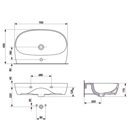 Раковина Cersanit Street Fusion UM-SFU70/1 70
