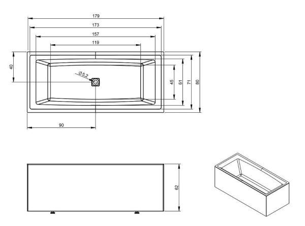 Ванна акриловая Riho Still Square Elite BD1200500000000 180x80 L L-образная панель в комплекте