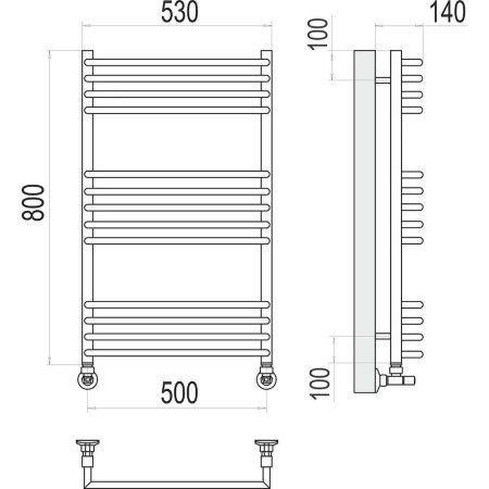 Полотенцесушитель водяной Terminus Арт П13 50х80 4670078513373, хром