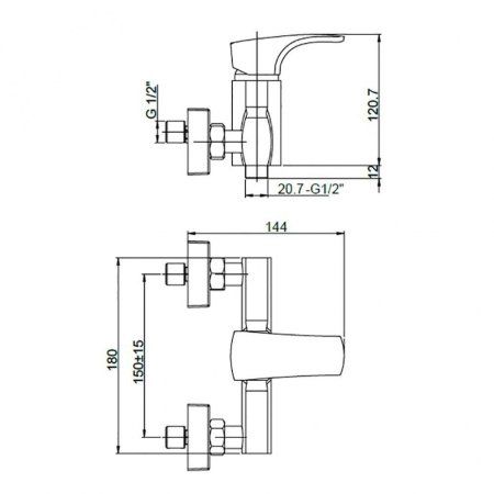 Комплект смесителя 2в1 Paini Angel ANWTCRTUSEPQT2NJ2VLN1RPTS для душа с душевой системой, хром, белый