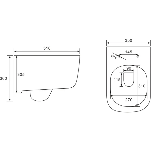 Унитаз подвесной beWash Schutz BKWHR102510 безободковый, с сиденьем микролифт, черный матовый