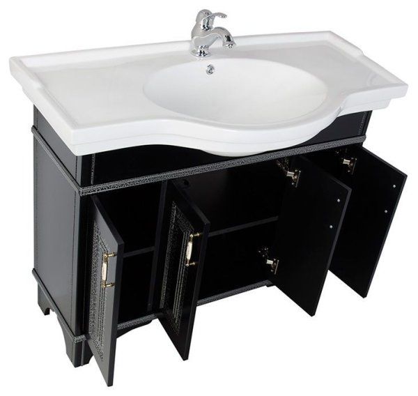 Тумба  для комплекта Aquanet Валенса 110 черный краколет/серебро