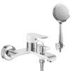 Смеситель для ванны REA BLOOM WHITE CHROME черный/золото настенный с изливом, REA-B9918
