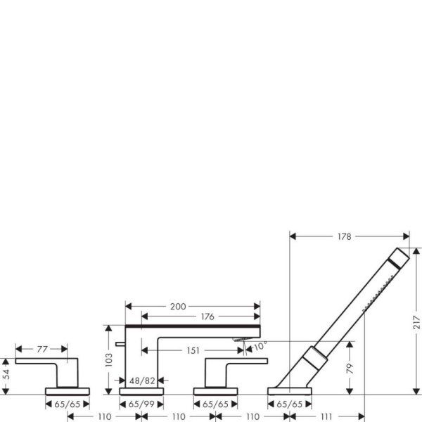Смеситель Axor AX MyEdition 47430600 на борт ванны, хром/черное стекло