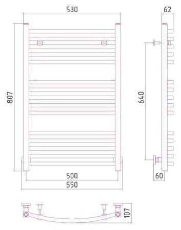 Полотенцесушитель водяной Сунержа Аркус 800х500 золото