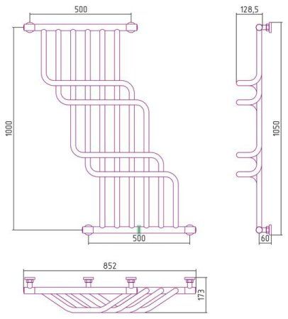 Полотенцесушитель водяной Сунержа Нега 1000х850 хром