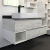 Тумба-умывальник COMFORTY "Прага-120" дуб белый с антрацитовой столешницей, с раковиной COMFORTY 78189